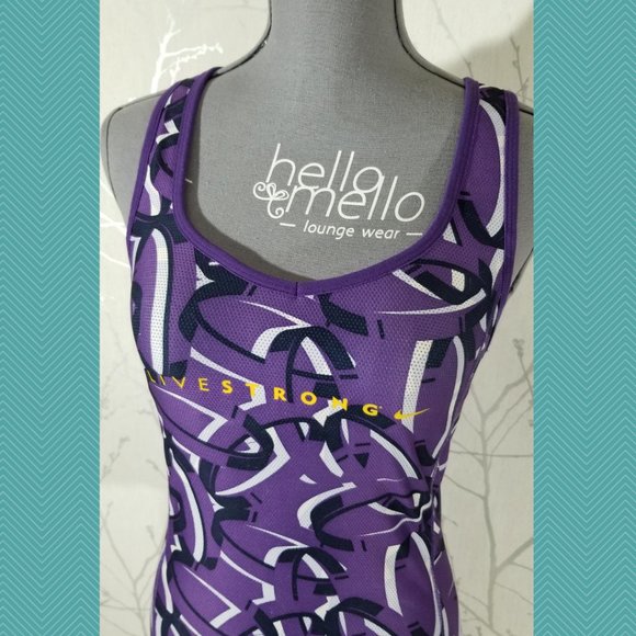 Nike Dri-Fit Livestrong Purple Printed Cutout Tank - Picture 2 of 5